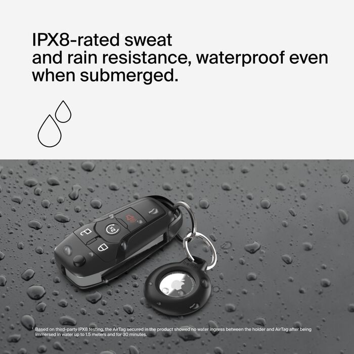 Belkin Waterproof Secure Holder with Key Ring for AirTag (Pack of 2) - Black(MSC014btBK), Clean, IPX8-Rated, Sweat & Rain Resistance, 2 Years Warranty - Image 3