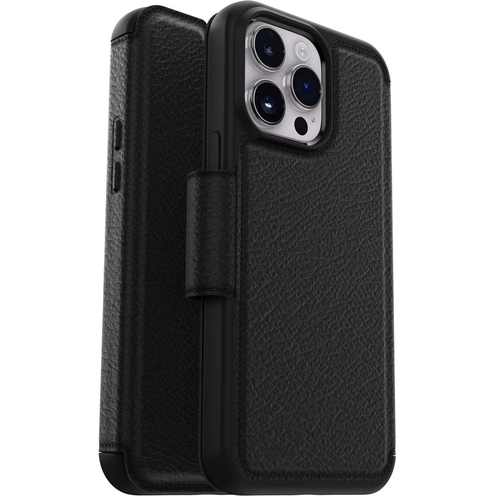 OtterBox Strada Apple iPhone 14 Pro Max Case Black - (77-88571), DROP+ 3X Military Standard, Leather Folio Cover, Soft Touch, 7 Years Warranty - Image 2