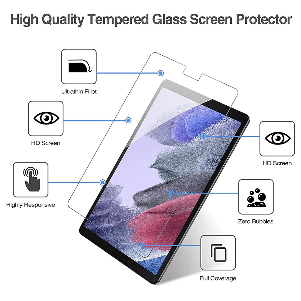 USP Samsung Galaxy Tab A7 Lite (8.7') Tempered Glass Screen Protector : Full Coverage, 9H Hardness, Bubble-free, Anti-fingerprint, 3 Years Warranty - Image 2