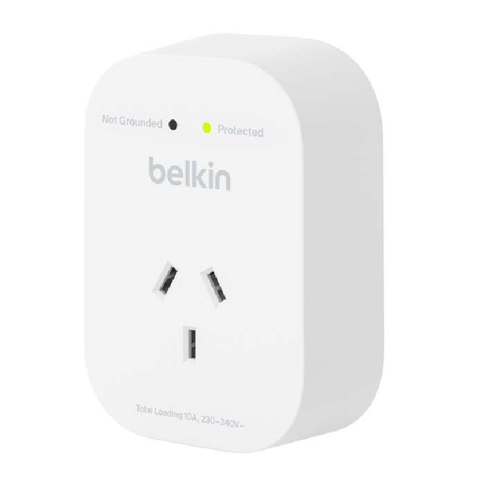 Belkin SurgePro 1-Outlet Surge Protection - White (SRA010AU), 1800 Joules Protection, RCM Safety Certified, CEW $30,000, 2 Years Warranty