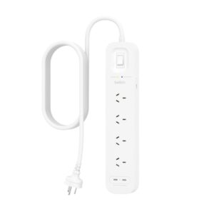 Belkin SurgePro 4-Outlet Surge Protector with Dual USB-C 30W Ports - White (SRB005AU2M), 2M Power Cord, CEW $40,000, 2 Years Warranty