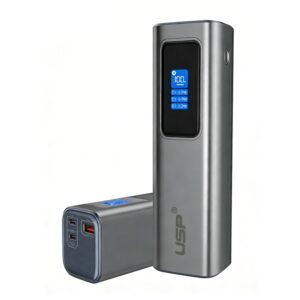 USP 27600 mAh Power Bank - Space Grey, 140W Fast Charge, 2x USB-C(65W), 1x USB-A(22.5W), Compact & lightweight, 2 Years Warranty