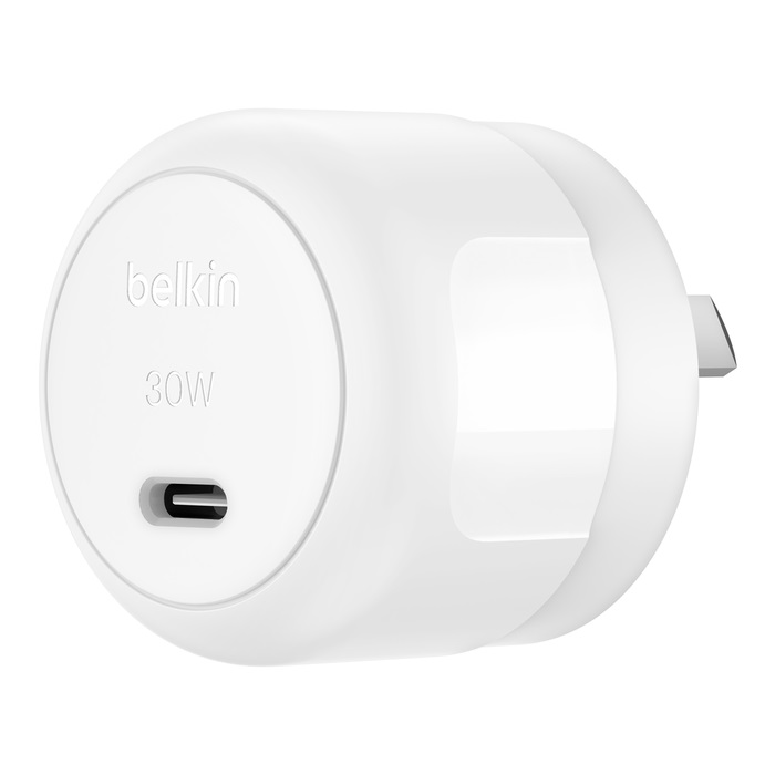 Belkin BoostCharge Compact 30W USB-C (PD 3.1) Wall Charger - White (WCA008auWH), Compact & Travel-Ready, CEW $2,500, 2 Years Warranty