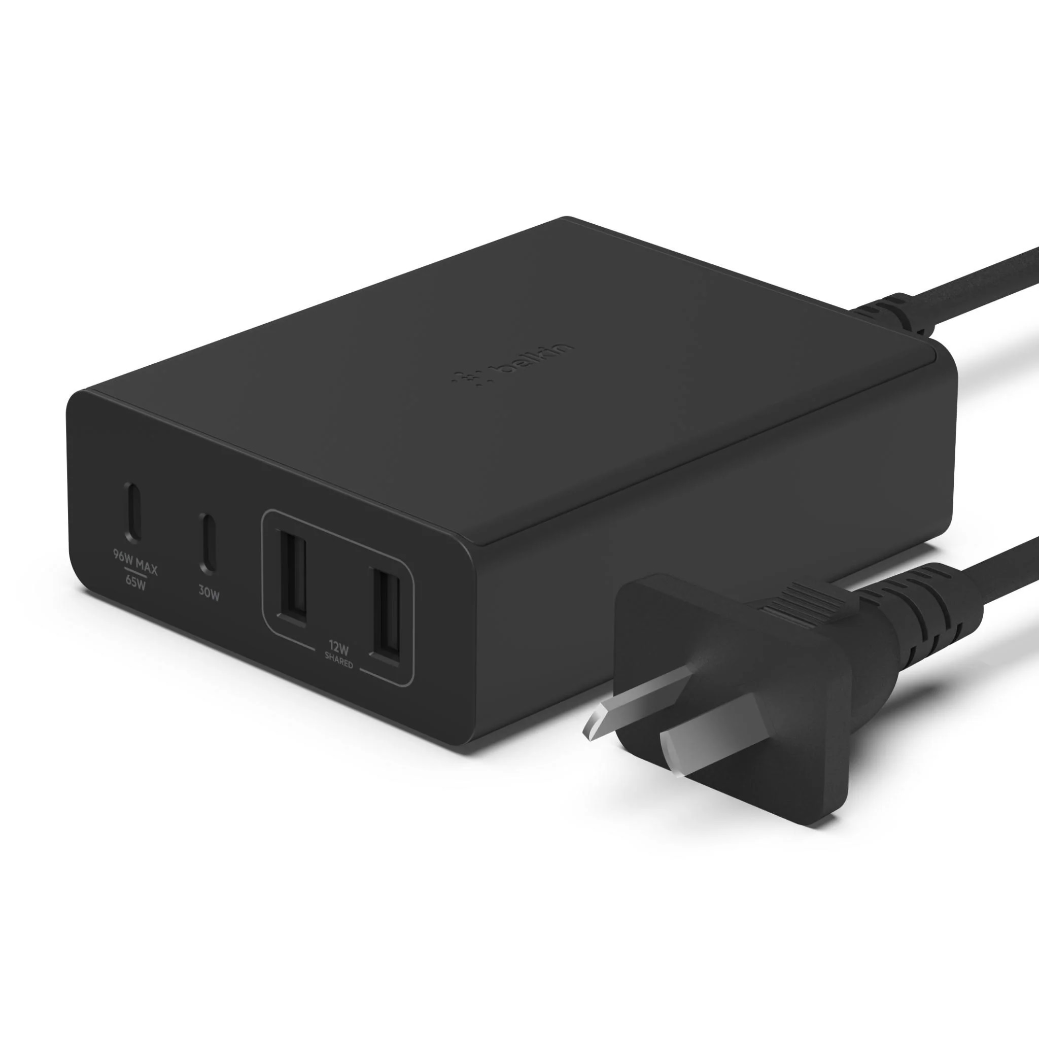 Belkin BoostCharge Pro 108W USB-C (PD 3.0) 4-Port GaN Wall Charger - Black (WCH010auBK), 2xUSB-C, 2xUSB-A, Compact Laptop Charger, 2 Years Warranty - Image 3