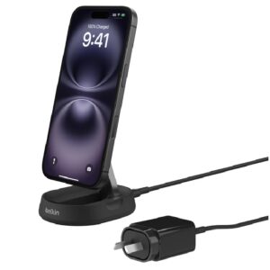 Belkin BoostCharge Pro Convertible Magnetic Wireless Charging Stand With Qi2 + 20W Wall Charger +USB-C Cable- Black(WIA008auBK), 15W, 2 Years Warranty