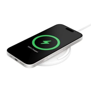 Belkin BoostCharge Wireless Charging Pad + USB-C to USB-C Cable (1.5M) - White (WIA012fqWH), 15W, LED Indicator, Apple iPhone,Samsung.2 Years Warranty