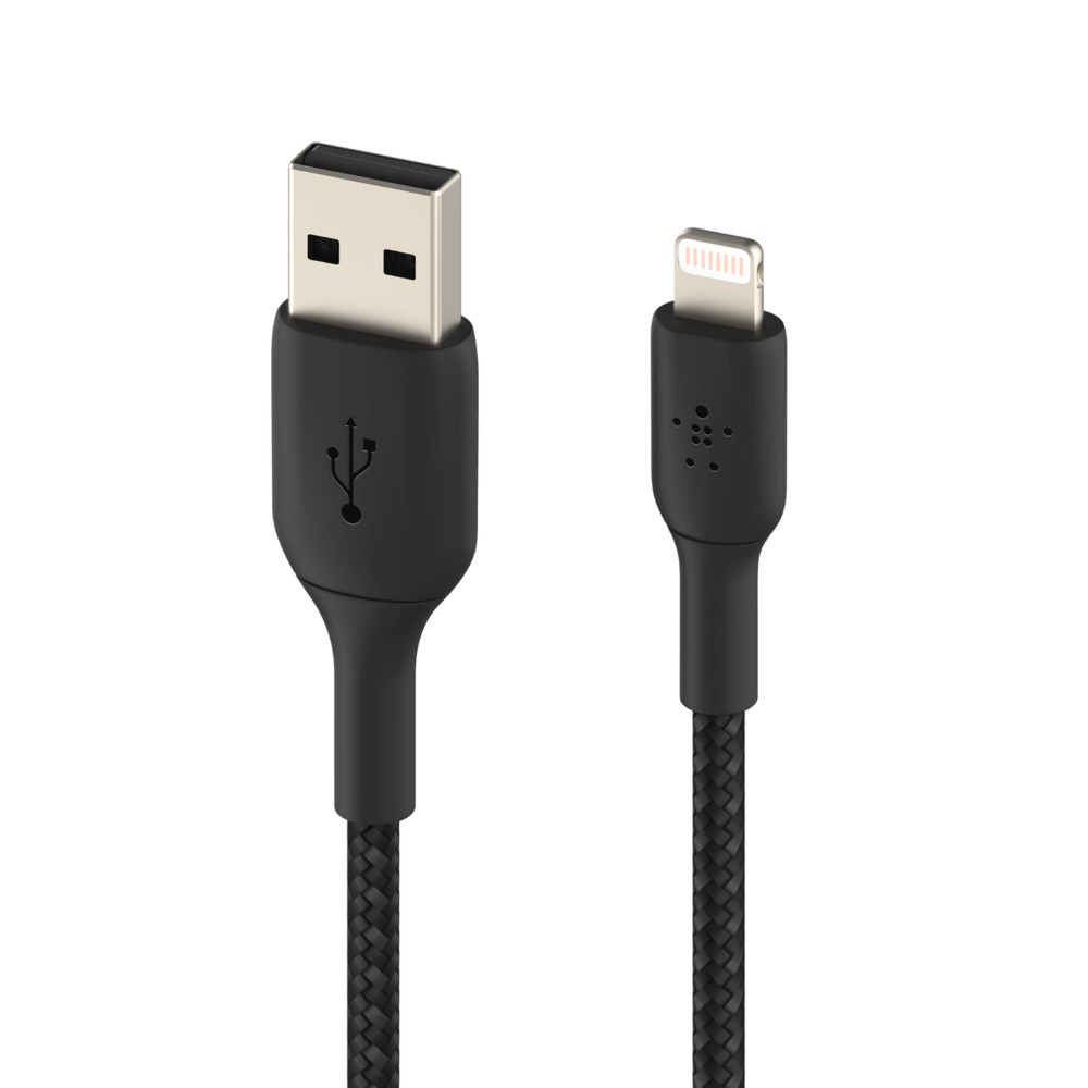 Belkin BoostCharge Braided Lightning to USB-A Cable(0.15M) - Black(CAA002bt0MBK), 2.4A/12W, 480Mbps, 30K+ Bends, Apple,MFI-Certified, 2 Years Warranty - Image 2