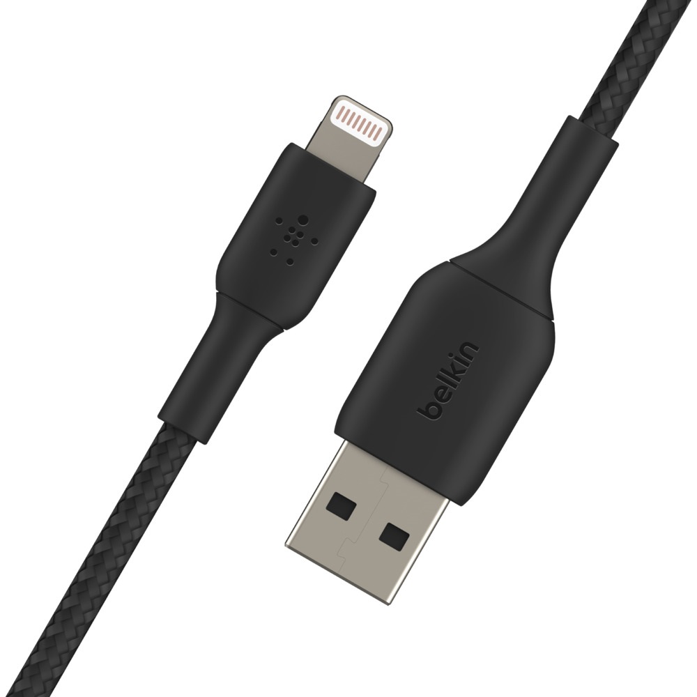 Belkin BoostCharge Braided Lightning to USB-A Cable(0.15M) - Black(CAA002bt0MBK), 2.4A/12W, 480Mbps, 30K+ Bends, Apple,MFI-Certified, 2 Years Warranty - Image 3