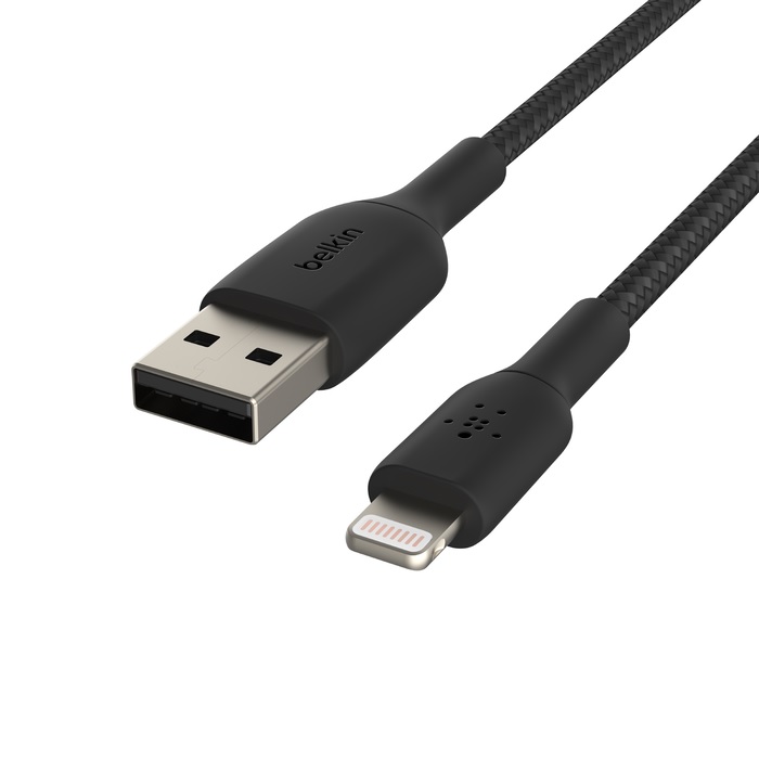 Belkin BoostCharge Braided Lightning to USB-A Cable(0.15M) - Black(CAA002bt0MBK), 2.4A/12W, 480Mbps, 30K+ Bends, Apple,MFI-Certified, 2 Years Warranty - Image 4
