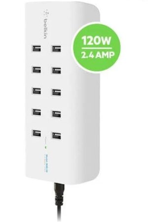 Belkin RockStar™ 10-Port USB-A Charging Station - White (B2B139au), Intelligent Charging,120W, Overcurrent protection, CEW $5000, 2 Years Warranty