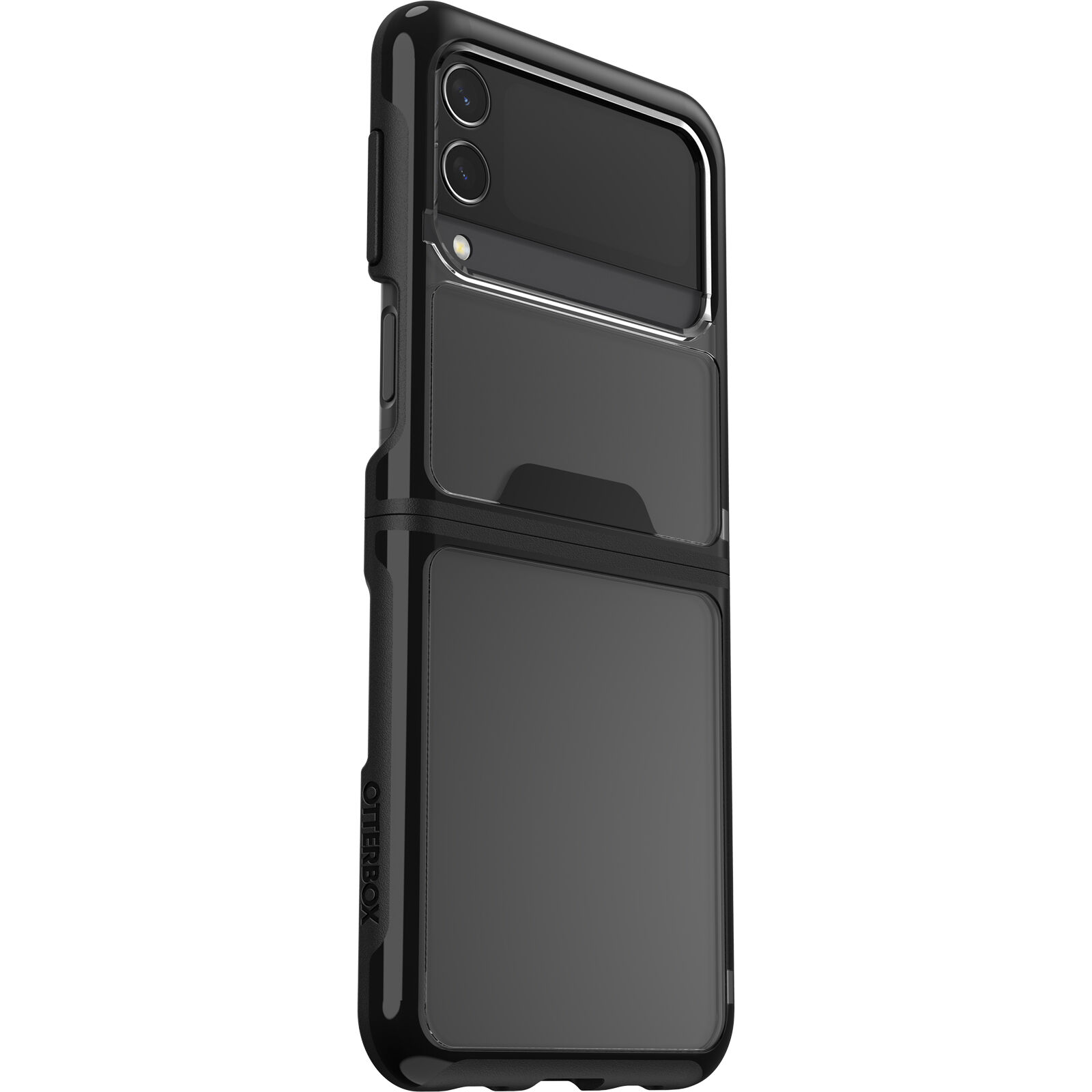OtterBox Symmetry Flex Samsung Galaxy Z Flip3 5G (6.7') Case Black Crystal (Clear/Black) - (77-84199), Antimicrobial, 7 Years Warranty