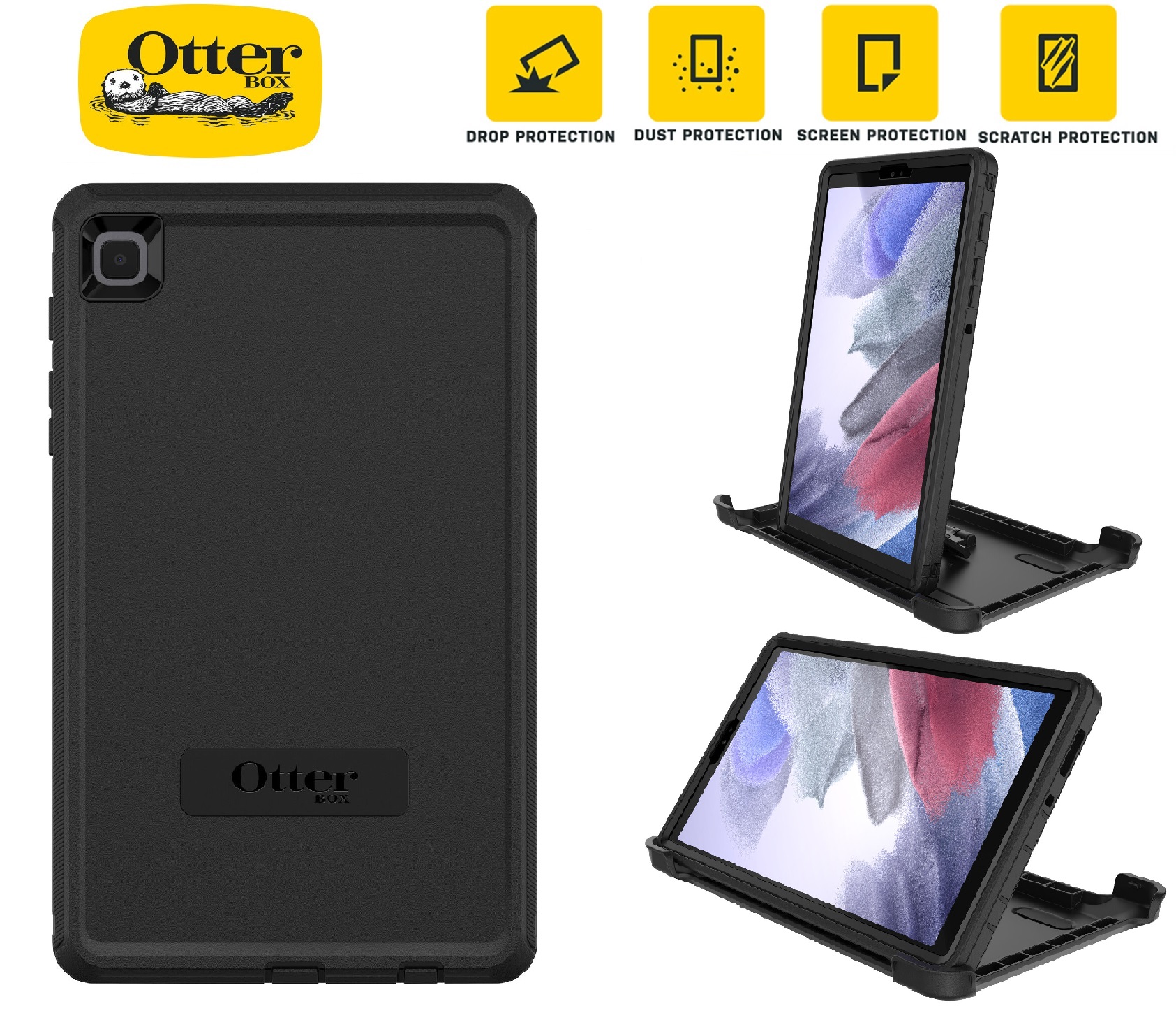 OtterBox Defender Samsung Galaxy Tab A7 Lite (8.7') Case Black - (77-83087), DROP+ 2X Military Standard, Built-in Screen Protection, 2 Years Warranty