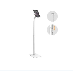 Bratech Height Adjustable Universal Anti-TheftTable Floor Stand compatible with7.9'-11' Tablets-White 220x300x1325mm Anti-Theft Locking Screw(LS)