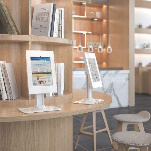 Brateck Anti-Theft Countertop Tablet Holder with Bolt Down Base Fit most 9.7' to 11' tablets - White 300x200x469mm, Anti-theft Lock with a Key (LS) - Image 2