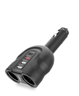 (LS)mbeat® Gorilla Power Four Port USB-C PD & QC3.0 Car Charger with Cigar Lighter Splitter features built-in over heat Package Weight: 120g
