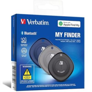 Verbatim 66929 Bluetooth Tracker My Finder Triple Pack - Black, Navy, Grey, IP66, IOS Iphone, Ipad, Macbook, Long Life, Pets, Kid Apple Find My