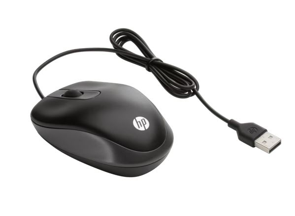 HP USB Wired USB-A Travel Mouse 1000 dpi 3xbutton Multi-OS Windows 7/8/10/11 Chrome OS Android Black 1YR WTY - Image 2