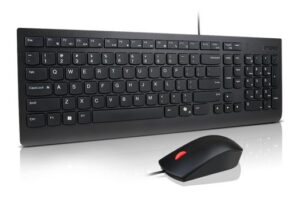 Lenovo Universal Wired USB Keyboard Mouse Combo Adjustable Tilt Leg Spill Resistant Copilot Keyboard 1600 DPI Optical Sensor Mouse Plug & Play 1.8m