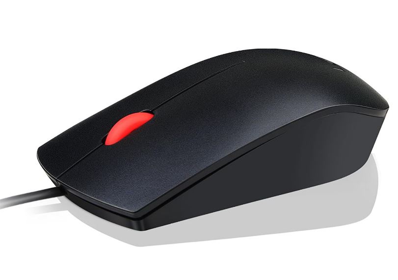 LENOVO Essential USB Mouse (Full Size) - Wired USB Connection, Plug-and-Play, Comfortable All Day Grip, 1600DPI, Ambidextrous Design, Black - Image 2