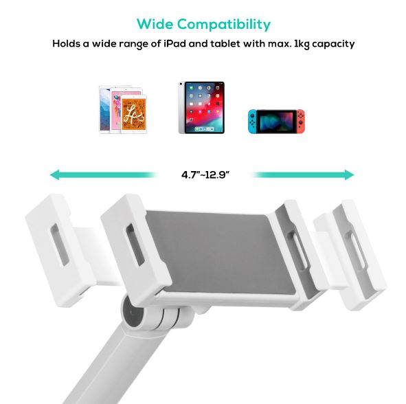 mbeat® activiva Universal iPad & Tablet Floor Stand Stand Tall Secure and Robust Freestyle Adjustment Mobile Display Stand Material:Aluminium, Plastic - Image 2