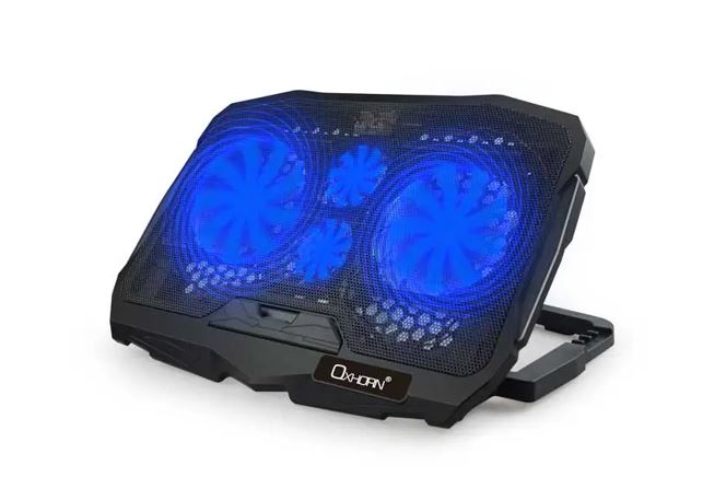 Oxhorn Laptop Cooling Stand High Adjustable 4 High Adjustable Angles 4 Silent Fans 2xUSB 2.0 Ports Fit for 9-17' Laptop/Tablet - Image 2