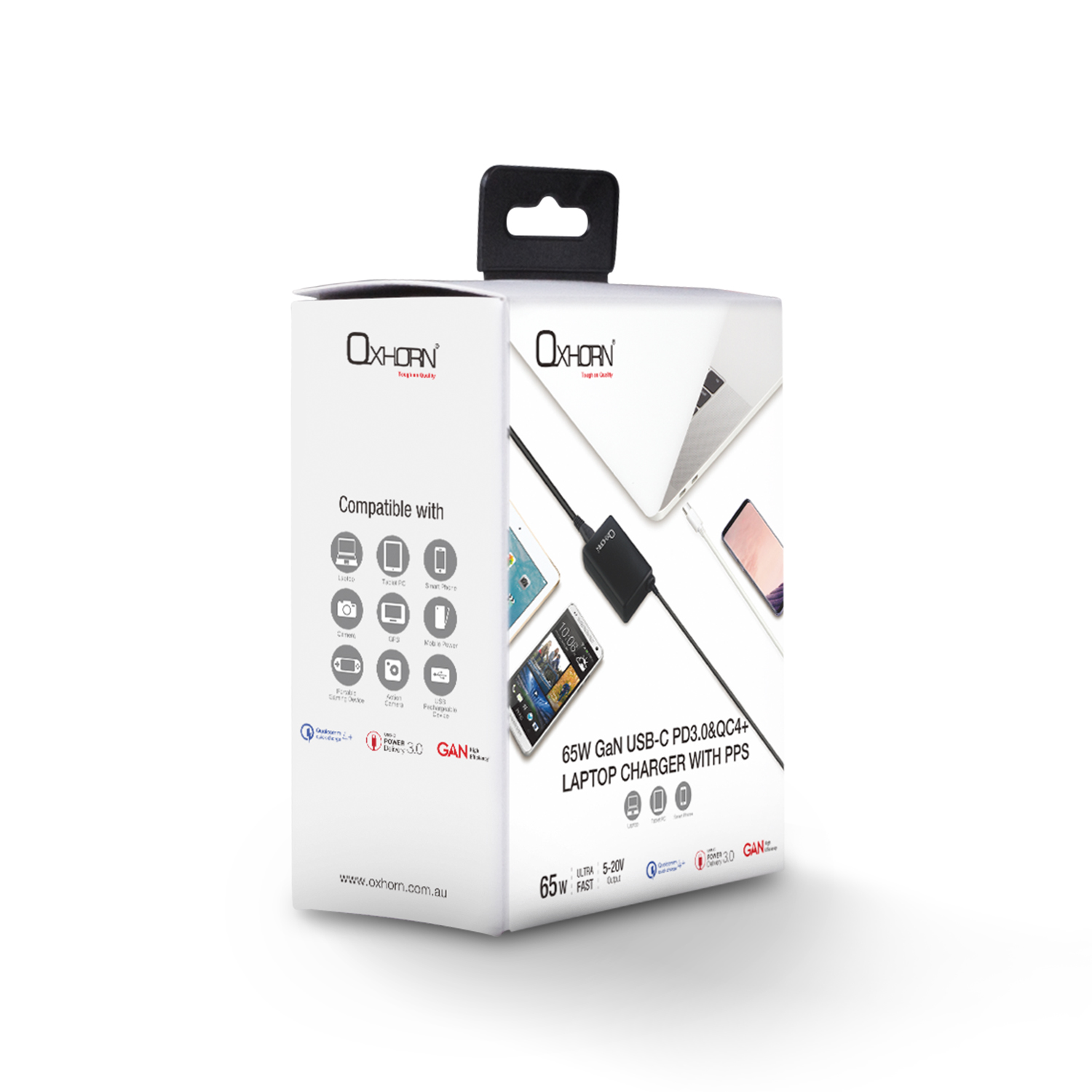 Oxhorn 65W AC Power Adapter USB-C Charger Power Delivery for Lenovo HP Dell Asus USB-C Laptop Tablet Mobile Built-in Power Supply Protection 2M Cable - Image 4