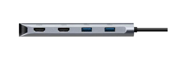 Targus Dual Video Mobile Dock with 140W EPR Pass-Thru USB-C 3.2 Ethernet 2xHDMI 2x USB-A 2xUSB-C Silver USB-C with 140W PD 3Y WTY - Image 2