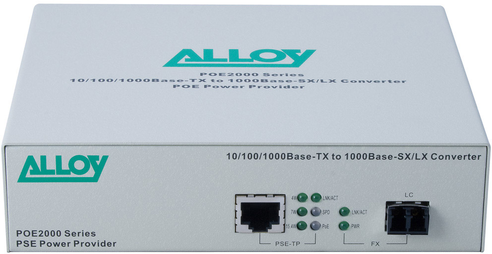 Alloy POE2000LC.10 10/100/1000Base-T PoE RJ-45 to 1000Base-LX SingleMode (LC). Wavelength: 1310nm. Max. range 10Km (EOL) - Image 2