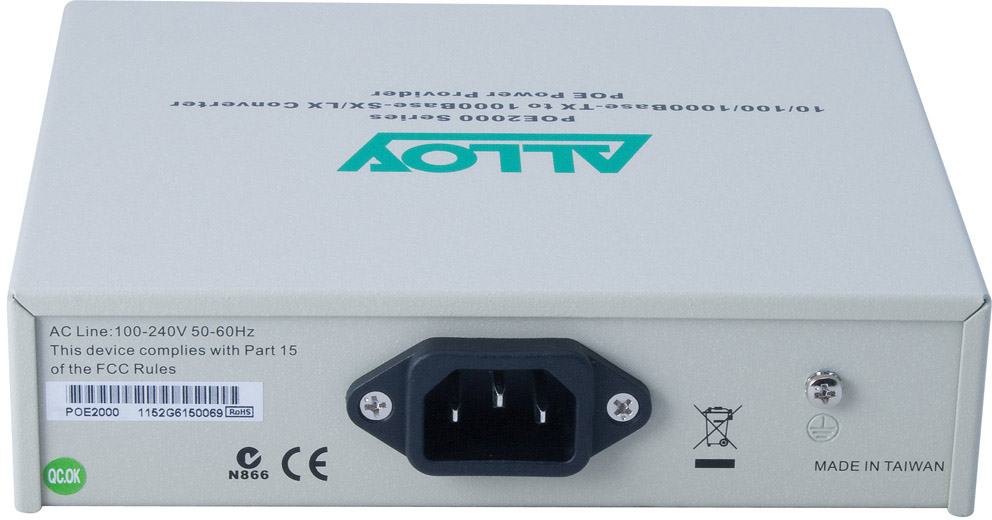 Alloy POE2000LC.10 10/100/1000Base-T PoE RJ-45 to 1000Base-LX SingleMode (LC). Wavelength: 1310nm. Max. range 10Km (EOL) - Image 3