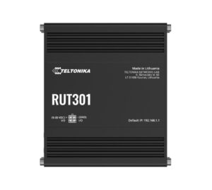Teltonika RUT301 Industrial Ethernet Router, Rugged Industrial Ethernet Router, 5 Ethernet Ports, 2 Configurable Digital Inputs/Outputs, PSU included