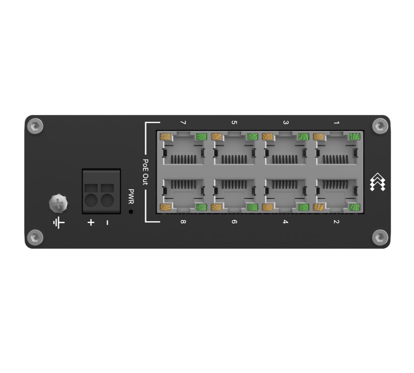 Teltonika TSW040 - 8-port PoE+ Switch (7-57 VDC, or 44-57 VDC for PoE-out) Integrated DIN Rail Bracket - 10/100 Mbps, supports auto MDI/MDIX crossover - Image 4