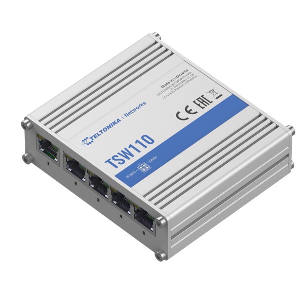 Teltonika TSW110 L2 Unmanaged Ethernet Switch, 5 x Gigabit Ethernet with speeds up to 1000 Mbps, PSU included - Image 2