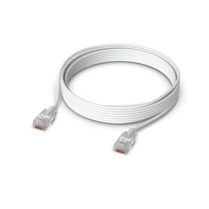 Ubiquiti UniFi Etherlighting Patch Cable, Length 8M, White, Nano-thin patch cable with 10 GbE support, designed to showcase Etherlighting effects.