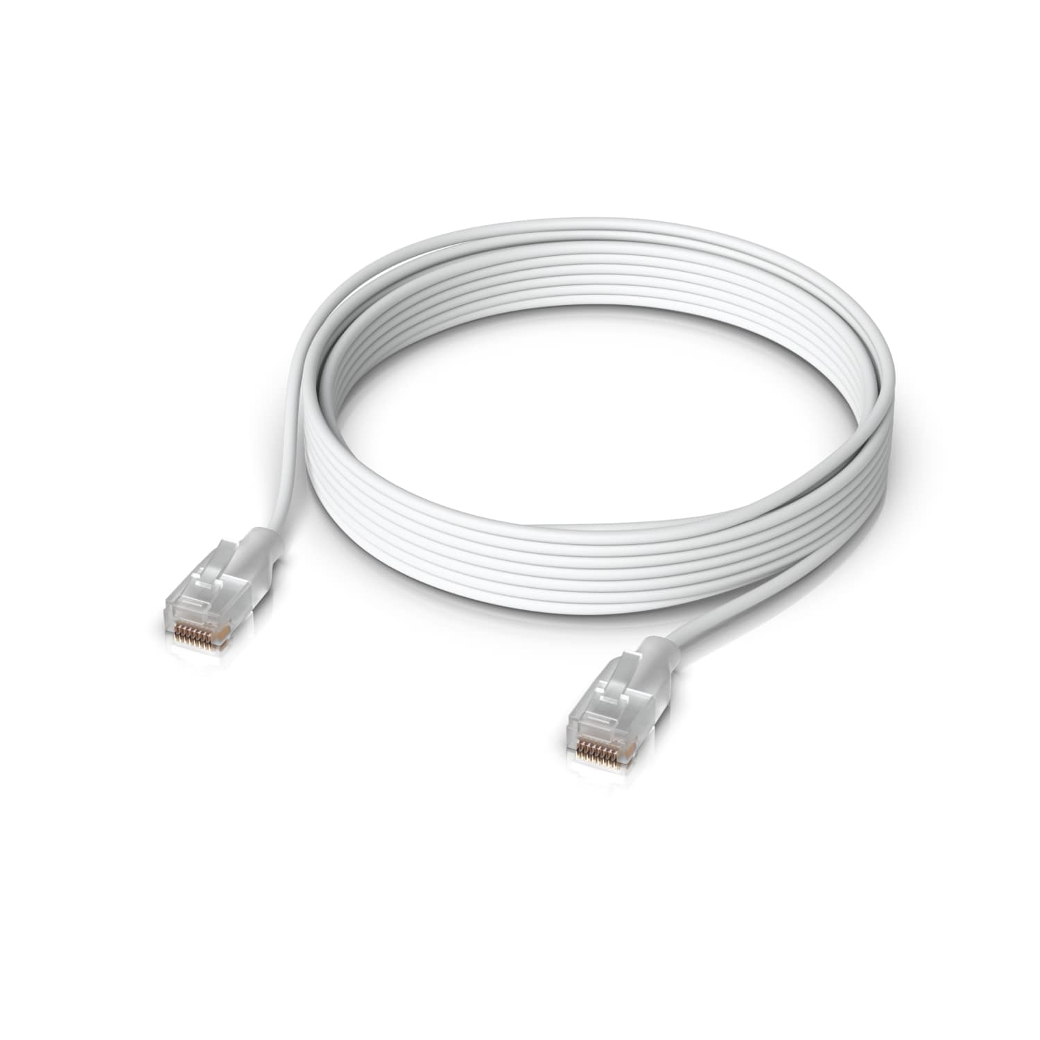 Ubiquiti UniFi Etherlighting Patch Cable, Length 8M, White, Nano-thin patch cable with 10 GbE support, designed to showcase Etherlighting effects.