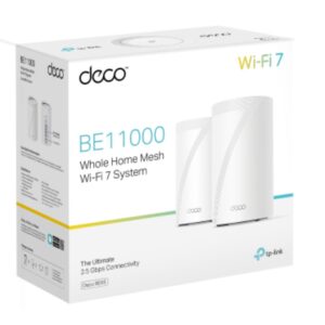 TP-Link Deco BE65(2-pack) BE11000 Whole Home Mesh Wi-Fi 7 System  (WIFI7)  574 Mbps at 2.4 GHz + 4320 Mbps at 5 GHz + 5760 Mbps at 6 GHz