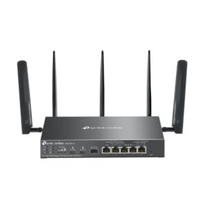 TP-Link ER706WP-4G Omada 4G+ Cat6 AX3000 Gigabit VPN Gateway with 4-Port PoE+, 574Mbps at 2.4 GHz + 2402 Mbps at 5 GHz (HE160) Wi-Fi Speed, 300 Mbps D