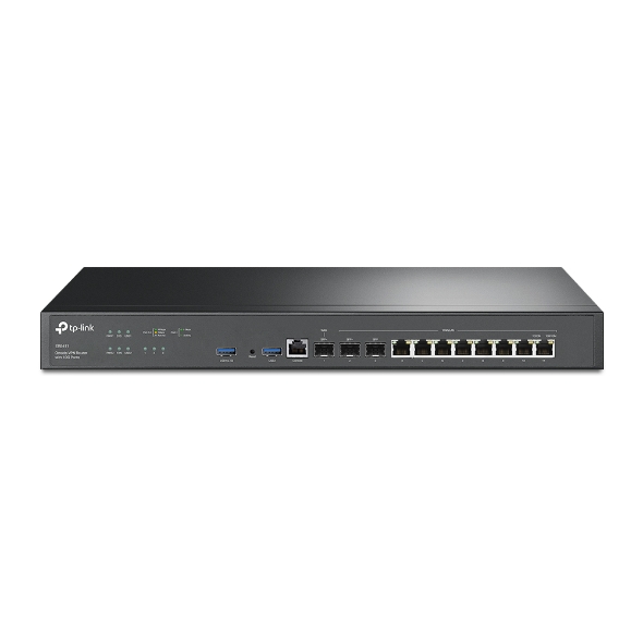 TP-Link ER8411 Omada VPN Router with 10G Ports , 1× 10G SFP+ WAN Port, 1× 10G SFP+ WAN/LAN Port,1× Gigabit SFP WAN/LAN Port, 8× Gigabit RJ45 WAN/LAN P