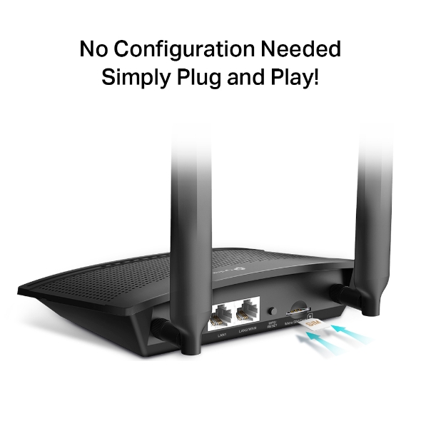 TP-Link TL-MR100 300Mbps Wireless N 4G LTE Router 2x Detachable Antennas, 1x 100Mbps LAN, 1x 100Mbps LAN/WAN - Image 3