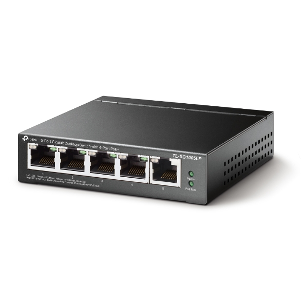 TP-Link TL-SG1005LP 5-Port Gigabit Desktop Switch with 4-Port PoE+, Up To 40W For all PoE Ports, Up To 30W Each Port - Image 3