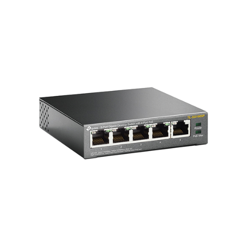 TP-Link TL-SG1005P 5-Port Gigabit Desktop Switch with 4-Port PoE, 5 Gigabit RJ45 ports including 4 PoE ports, 56W PoE Power supply, steel case - Image 3