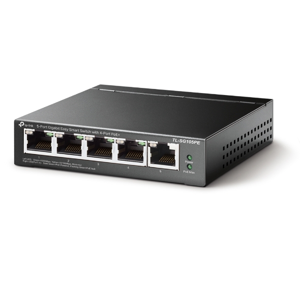 TP-Link TL-SG105PE 5-Port Gigabit Easy Smart Switch with 4-Port PoE+, Up To 65W For all PoE Ports, Up To 30W Each PoE Port - Image 3