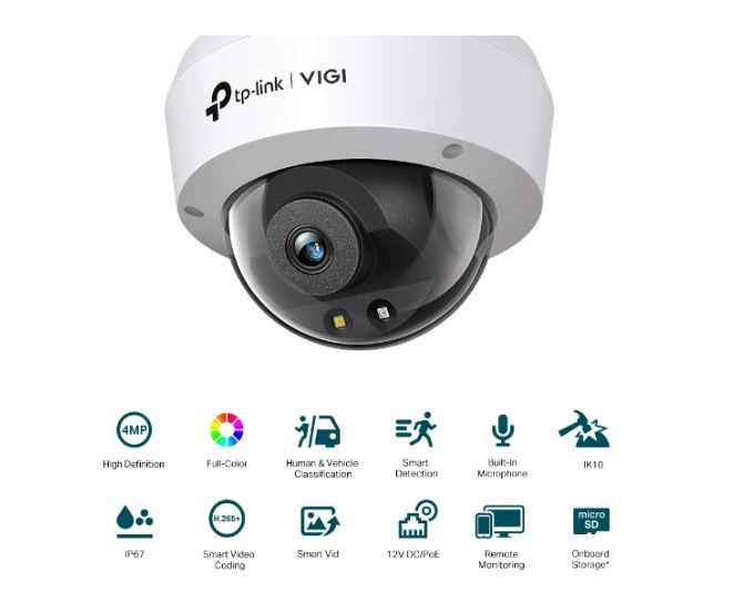 TP-Link VIGI 4MP C240(4mm) Full-Color Dome Network Camera, 4mm Lens, Smart Detection, 3YW - Image 3