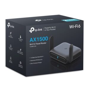 TP-Link TL-WR1512X AX1500 Wi-Fi 6 Travel Router with AX1500 dual-band, multi-mode (AP/RE/Hotspot), USB tethering, Gigabit ports, and WPA3 security