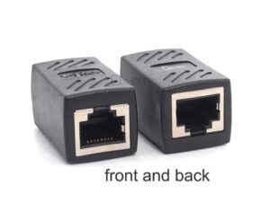 Oxhorn RJ45 Ethernet Inline 8 pins Coupler / Joiner Female to Female F-F Gold plated connections Black Retail bag