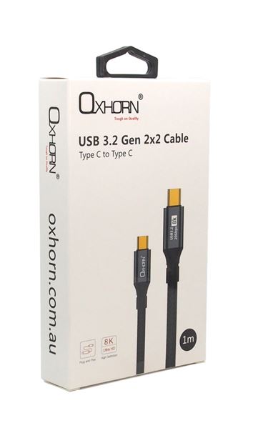 Oxhorn USB 3.2 Gen 2×2 1m USB-C to USB-C 20Gbps 8K@60Hz 20V 100W E-Marker Chip Black fast charging & Video cable Laptop Phones Tablet USB-C Device - Image 3