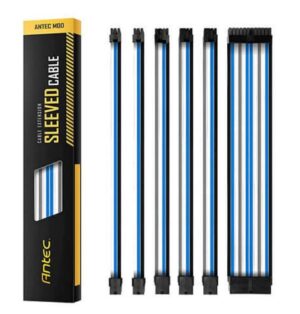 (LS)Antec PSU - Sleeved Extension Cable Kit V2 - Blue / White / Black . 24PIN ATX, 4+4 EPS, 8PIN PCI-E, 6PIN PCI-E, Compatible with Standard PSU