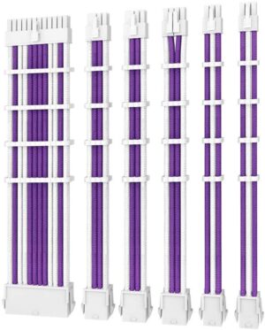 Antec PSU - Sleeved Extension Cable Kit V2 - Purple / White. 24PIN ATX, 4+4 EPS, 8PIN PCI-E, 6PIN PCI-E, Compatible with Standard PSU (LS)