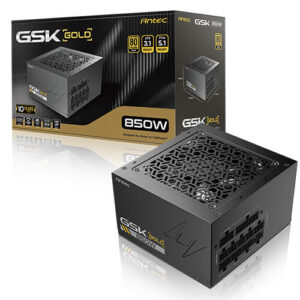 Antec GSK850 V2: ATX12V 3.1, 850W, Full-Modular, 80+ Gold, 120mm fan, 24-pin, 12V-2x6, 2×CPU, 4×PCI-E, 8×SATA, 4×Molex, 140×150×86mm, 10Y warranty