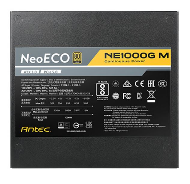 Antec NE 1000w 80+ Gold, Fully-Modular, ATX 3.0, PCI-E 5.0, 140mm Silent Fan, Japanese Caps, ATX Power Supply, PSU,10 Years Warranty - Image 4