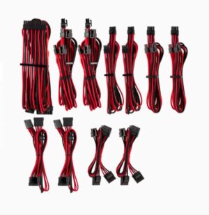 For Corsair PSU - RED/BLACK Premium Individually Sleeved DC Cable Pro Kit, Type 4 (Generation 4)(LS)